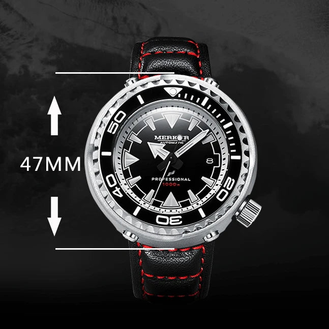 MERKUR Mens Diver Watches Tuna Military Automatic Mechanical Wristwatch Sport C3 Luminous 1000M Waterproof Ceramic Bezel NH35