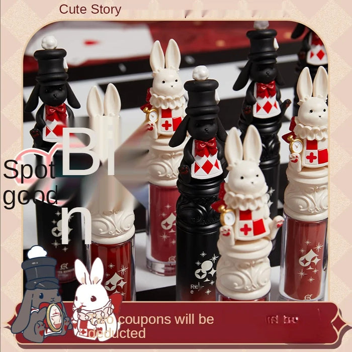 TT Black Rabbit Cute Story Qijing Tea Party Velvet Lip Lacquer Lipstick Matte Soft Mist Color Moisturizing