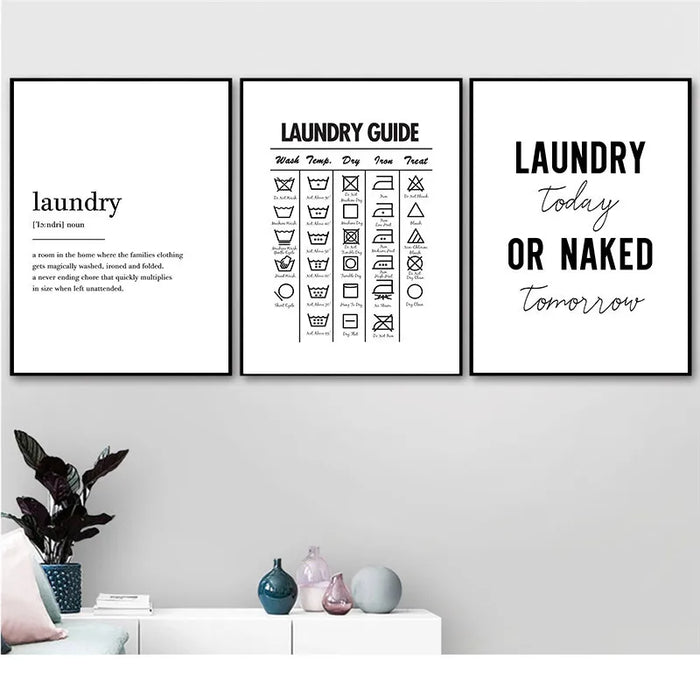 Laundry Today Room Wall Decor Laundry Symbols Guide Art Canvas Painting  Print Poster Laundry Room Wall Picture Decoration YX138