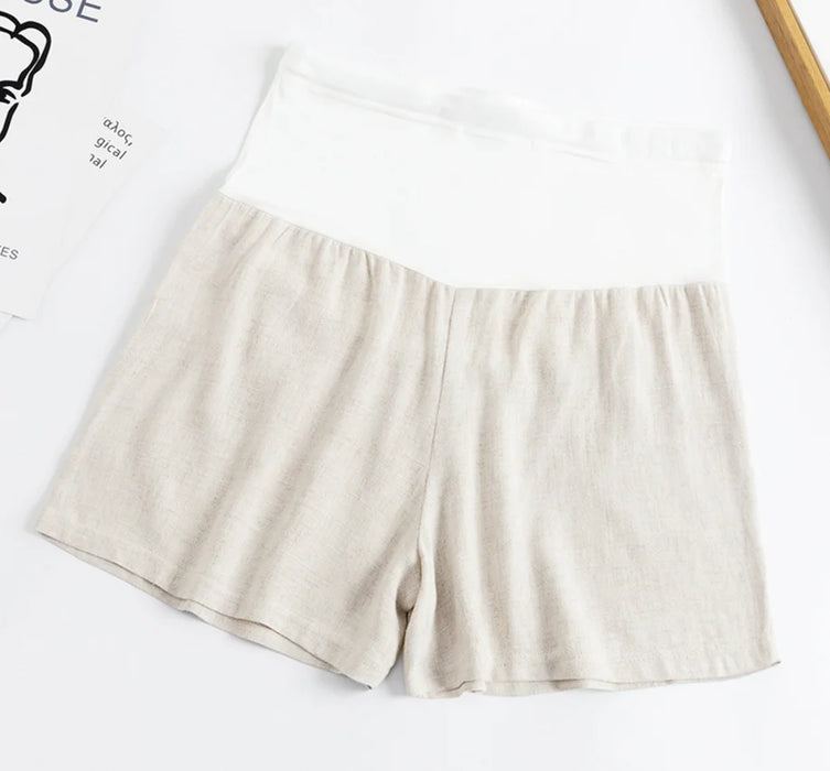 Cotton Linen Maternity Shorts Pregnant Women Summer Thin loose short Pants Pregnancy Outside Khaki Black Trousers