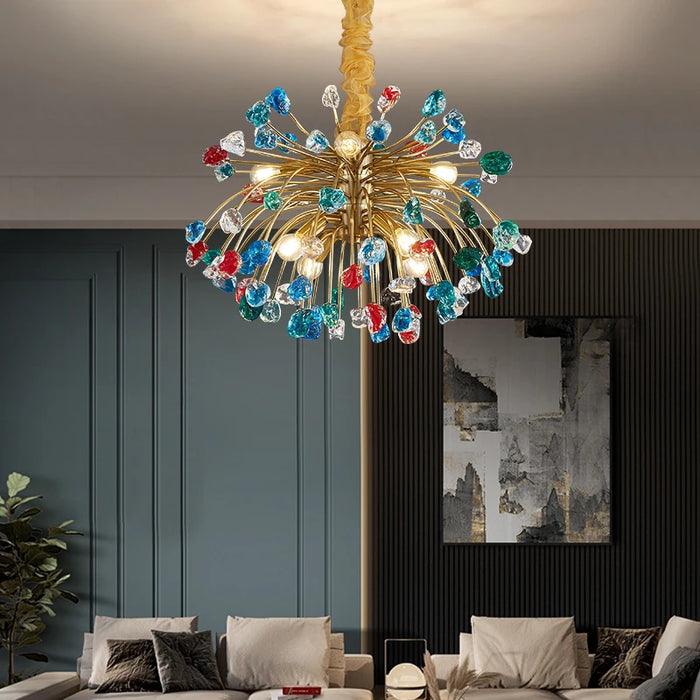 Round American Crystal Lamp Simple Living Room Glass Chandelier Personality Restaurant Light Creative Bedroom Crystal Chandelier