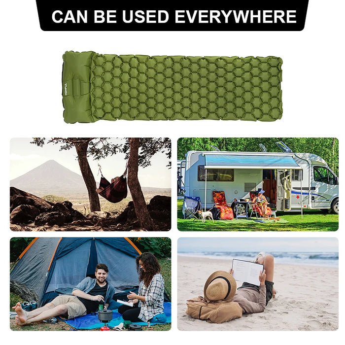 Outdoor Sleeping Pad Camping Inflatable Mattress with Pillows Travel Mat Folding Bed Ultralight Air Cushion Hiking Trekking
