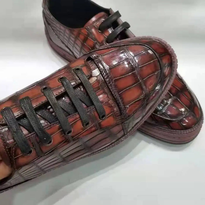 Genuine crocodile skin belly leather men fashion shoe sneaker deep blue dark red gray alligator skin men leisure loafer shoe