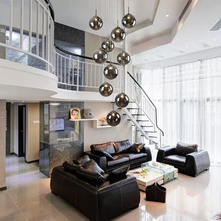 Modern glass ball staircase chandelier for duplex living room apartment bedroom nordic restaurant kitchen loft spiral G4 lamp