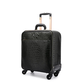Travel Tale 16"20 Inch Crocodile Pattern Business Trolley Case Leather Carry On Suitcase With Wheels