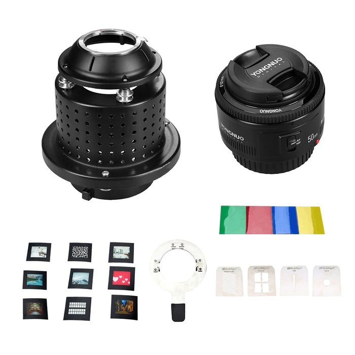 NiceFoto SN-29 Flash Concentrator Conical Snoot Video Light Art Styling with YONGNUO YN50mm F1.8 Lens Bowens Mount Accessories