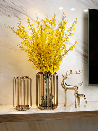 zq  Glass Vase Decoration Dried Flower Flower Arrangement and Floriculture Modern Hallway TV Cabinet Dining Table Decorations