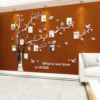 Wall Stickers Tree Photo Frame 3D Acrylic Mirror Wall Decals For Sofa TV Background Wall Decor DIY Family Photo Frame Stickers