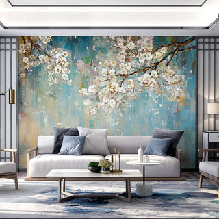 TT Living Room Television Background Wall Wallpaper European Style Wallpaper Wall Cloth Flower Oil Painting Wall Covering Fabric