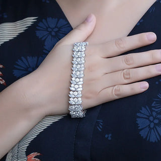 18K VVS1 Gold Fashion Jewelry Tennis Bracelet 20cm EX Round and Marquise Cut  Professional Moissanite Factory Supplier