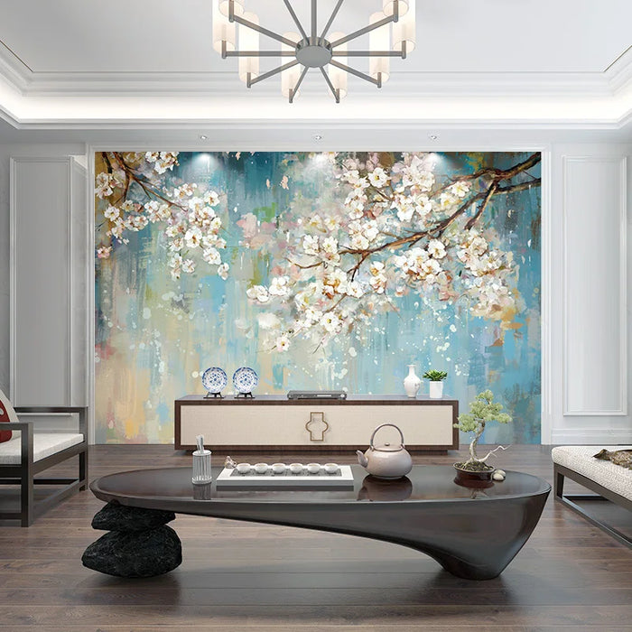 TT Living Room Television Background Wall Wallpaper European Style Wallpaper Wall Cloth Flower Oil Painting Wall Covering Fabric