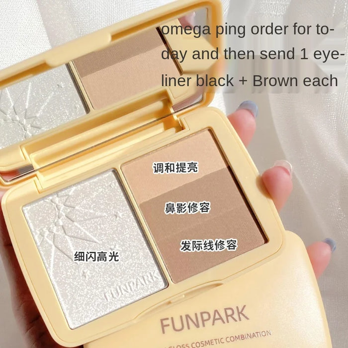 TT CARSLAN Highlight Contour Compact Dual-Purpose Glitter Face Brightening Nose Shadow Side Shadow Shading Powder