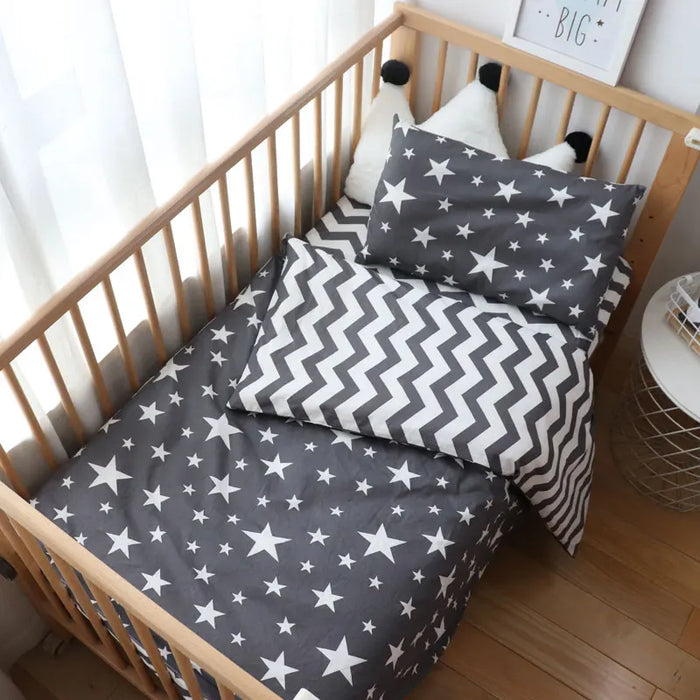 Baby Bedding Set Nordic Striped Star Crib Bedding Set With Bumper Cotton Soft Baby Bed Linen Items For Newborns Nursery Decor