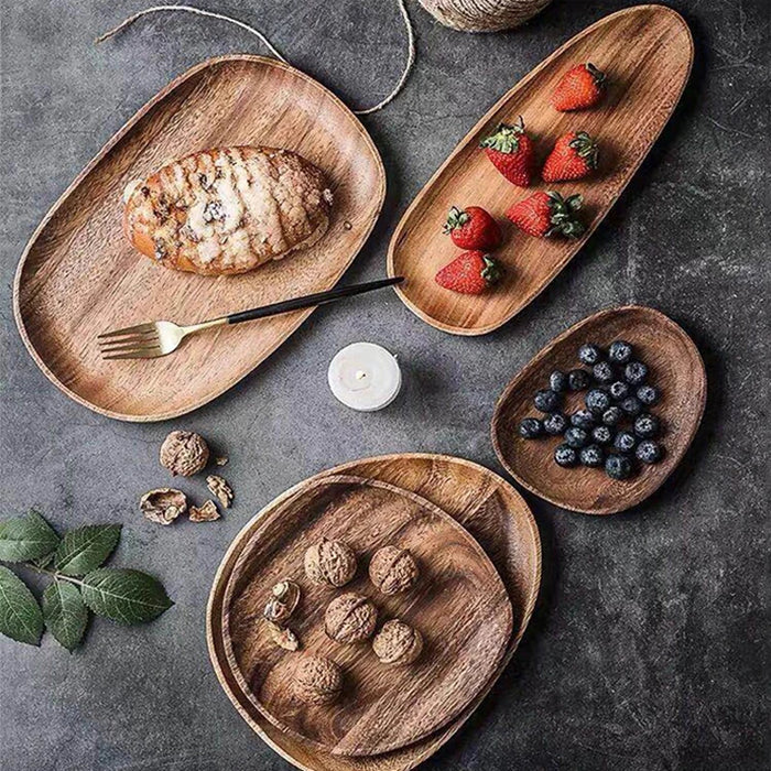 Solid Wood Round Dinner Plates Snack Fruit Dry Fruit Plate High-Quality Handmade Sushi Tea Tray Dessert Dinner Plate Tableware