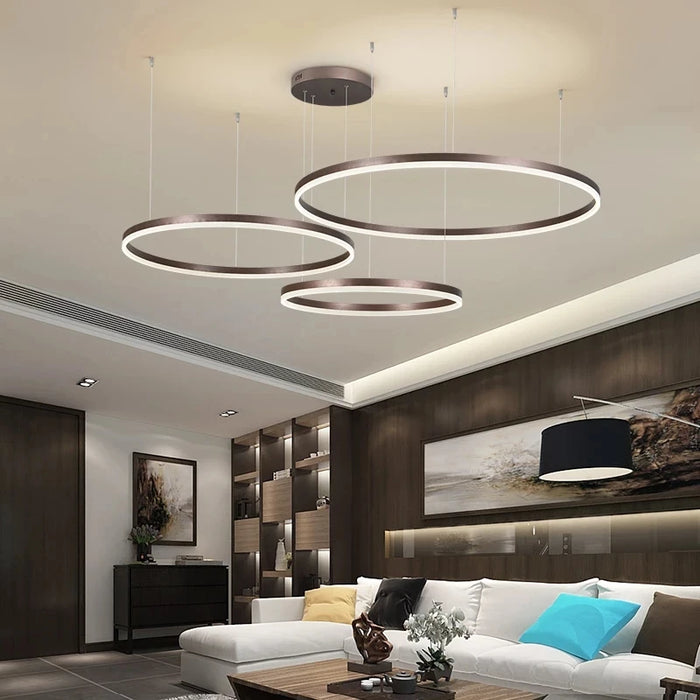 Modern LED Circle Ceiling Chandelier Lustre Lamp Indoor Lighting For Living Room Study Bedroom Lamps Round Rings Home Decoration