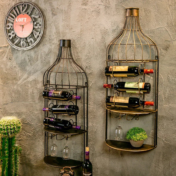 Cy Retro Industrial Style Bar Decoration Iron Wine Rack Creative Wine Cabinet Wine Glass Holder Upside down