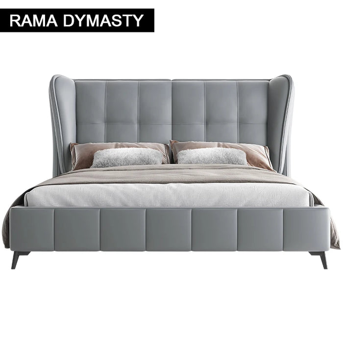 RAMA DYMASTY genuine leather soft bed modern design bed bett, cama fashion king/queen size bedroom furniture