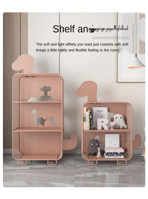 zq  Children's Bookcase Floor Student Minimalist Household Storage Rack Bedside Bookcase Iron Storage Rack Bedside Supporter