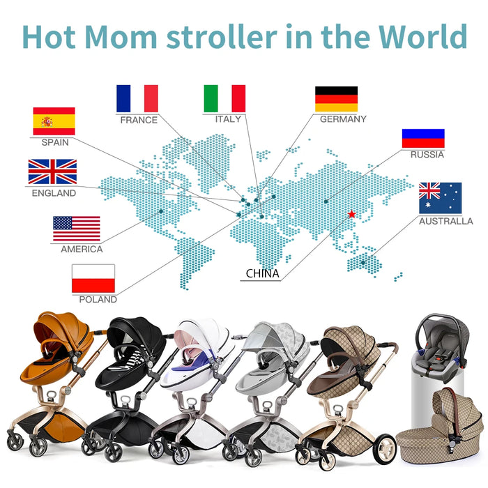 Hot Mom F22 Stroller Accessories Winter Outkit with Footmuff & Fur Gloves and Thickened Canopy