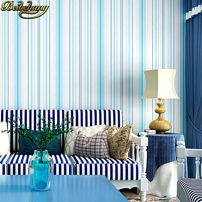 beibehang 3D Wall Paper Stripe Wallpaper Children's room Flocking Bedroom Living Room or TV Background Wall papel de parede Roll