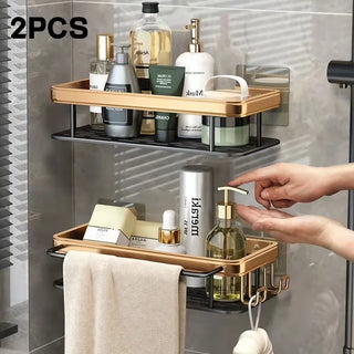 2pcs Punch-Free Bathroom Shelf Organizer Rack Shower Storage Shelf Shelves Kitchen Toilet Storage for Bathroom Accessories Set