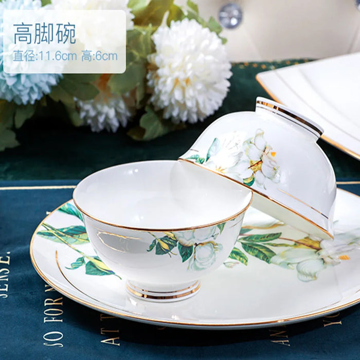 60 Heads jingdezhen ceramics Dinner chinese dishes Tableware Rice Bowl Soup Bowl Salad Bowl tablewar dish set Dinnerware Sets