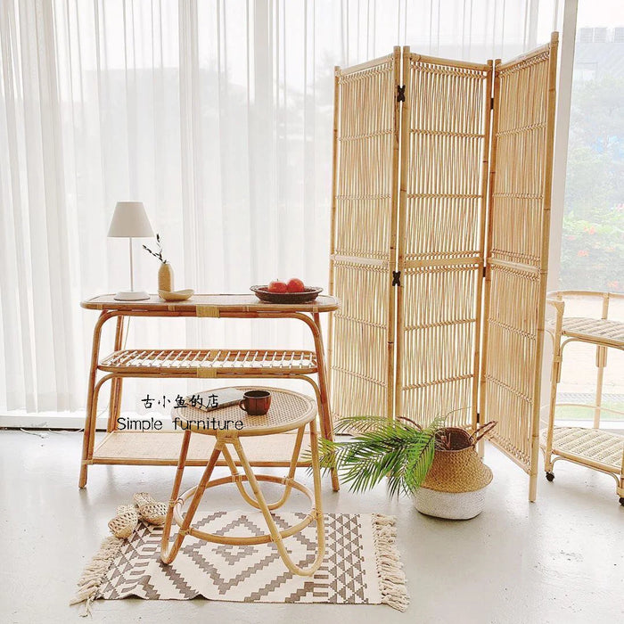 TT Rattan Storage Rack Ins Creative Corner Storage Three-Layer Rattan Rack Simple B & B Decoration