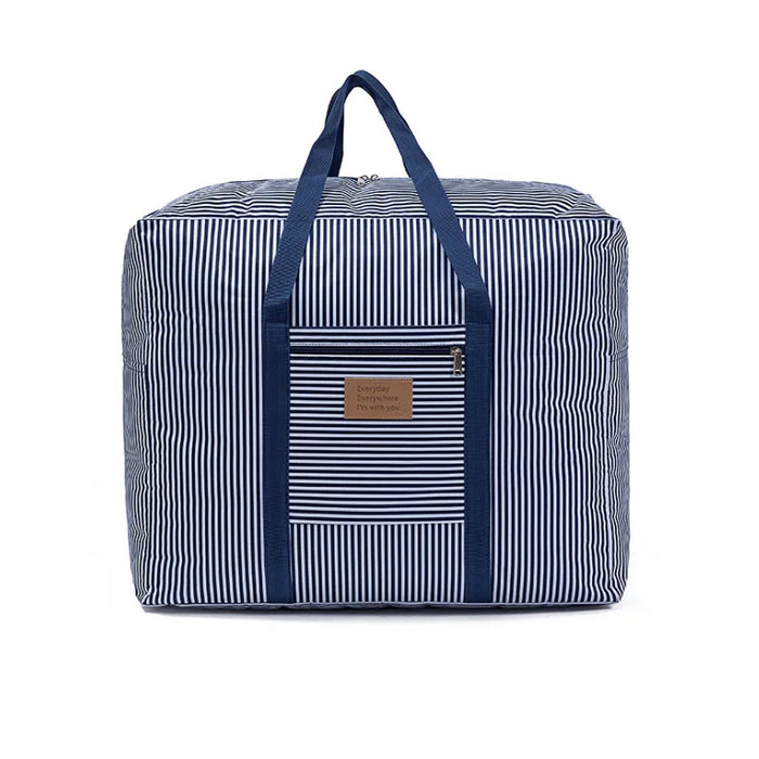 Striped Pattern Travel Luggage Bag Clothes Storage Organizer Bag Zipper Large Capacity Quilt Finishing Bag Closet Organizer Box