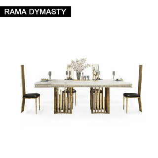 Rama Dymasty stainless steel Dining Room Home Furniture modern marble dining table rectangle table