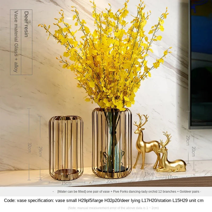 zq  Glass Vase Decoration Dried Flower Flower Arrangement and Floriculture Modern Hallway TV Cabinet Dining Table Decorations