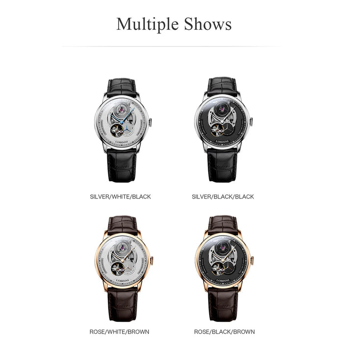 Lobinni Men Skeleton Watch For Switzerland Luxury Brand Men Mechanical Watches Leather Sapphire relógio masculino Waterproof 50M