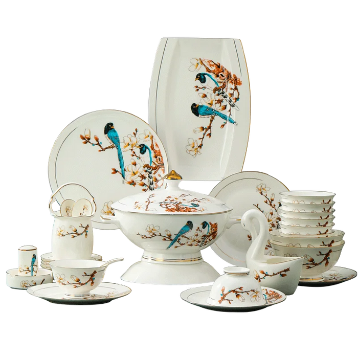 Guci Bowl and dish set  Chinese Jingdezhen Ceramic European bone china tableware bowl and plate chopsticks combination simple