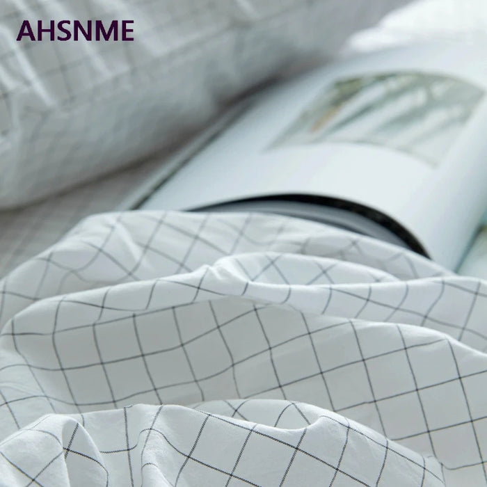 AHSNME Small White Plaid 100% Cotton sheets Super Soft parure de lit Cool Summer Simple Water Fitted Sheet 135/150/200/180/200cm