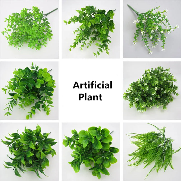 1pc Artificial Plants Fern Grass Wedding Wall Decor Green Leaf Artificial Flowers Plastic Fake Plant for Home Garden Decoration