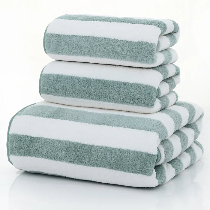 Drop Shipping microfiber stripe Towel Hotel Supplies for  Bath Shower Towel Face Towel Bath Spa Towel 3pcs/set