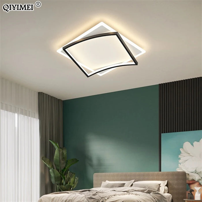 Square Simple New Modern LED Chandeliers Lights Dimming Luminaire Bedroom Living Study Foyer Room Salon Lighting Lamps Household