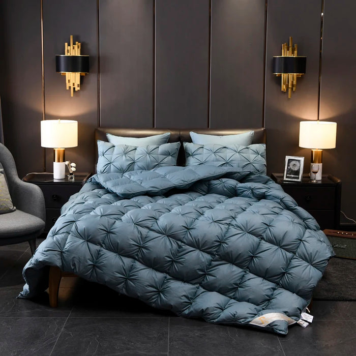 Luxury 1000TC White Goose Down Comforter Duvet Insert US Queen King Super size 104X91"100% Cotton Cover Reversible Blanket