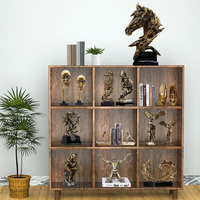 Nordic Luxury Gold Resin Sculpture Technology Decoration Living Room Dining Room Grid Porch Wine TV Cabinet Decoration Gift