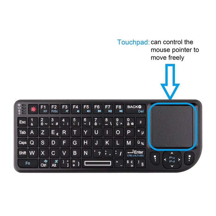 HOT Mini 2.4G RF Wireless Keyboard Spanish French Russian English Keyboard Backlight Touchpad Mouse for PC Notebook Smart Tv Box