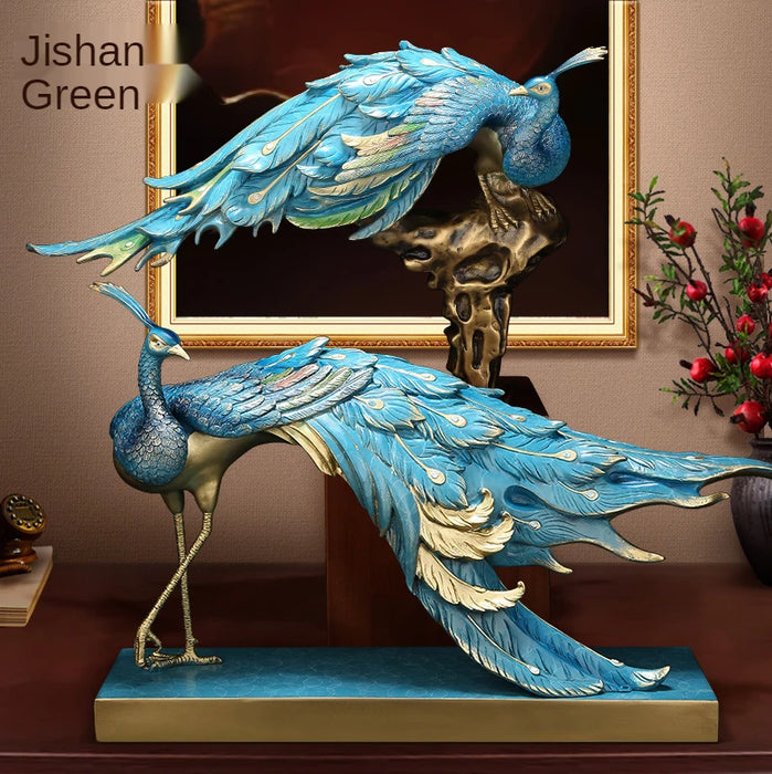 TT Jishanyuan Copper Peacock Decoration Wedding Living Room European Style Home Decoration Craft Gift