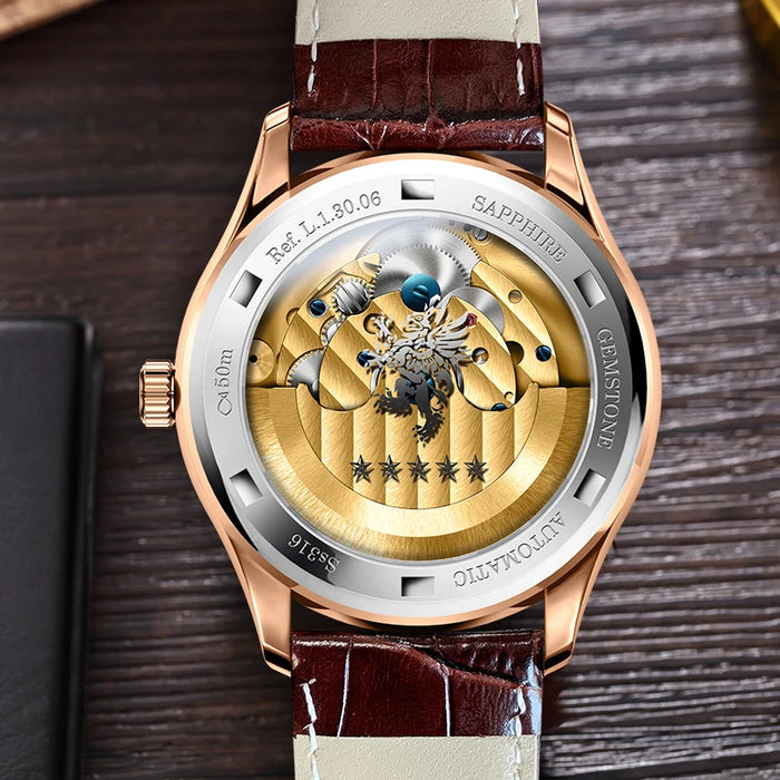 LOBNIN 2021 New  Dress Men Watch Top Brand Mens Mechanical Watches Automatic Tourbillon Skeleton Watch Men Relogio Masculino