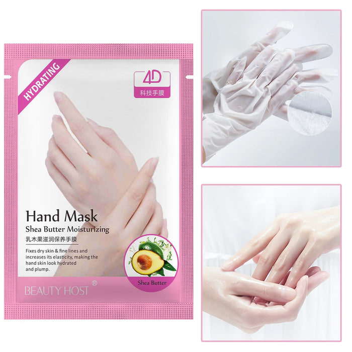 Beauty Host Avocado Shea Butter Moisturizing Hydrating Nourishing Hand Mask For Dry Skin Care 30g/Pair