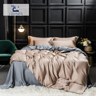Liv-Esthete Gorgeous 100% Silk Bedding Set Mulberry Silk Beauty Quilt Cover Set Bed Sheet Pillowcase Queen King Bed Linen Set