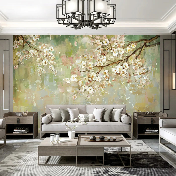 TT Living Room Television Background Wall Wallpaper European Style Wallpaper Wall Cloth Flower Oil Painting Wall Covering Fabric