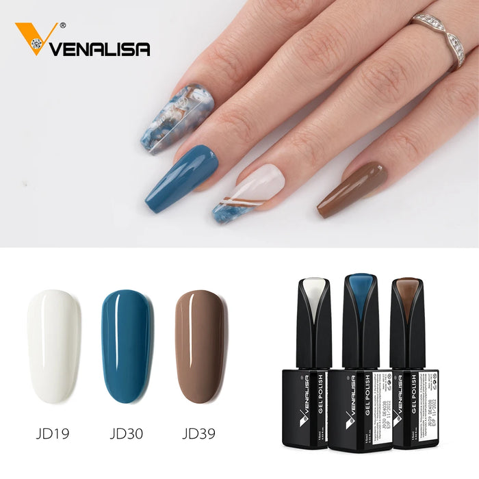 3pcs/kit Venalisa 15ml Nail Gel Polish Square Bottle Nail Salon Professional Nail Manicure Great Cover Gorgeous Glitter Color