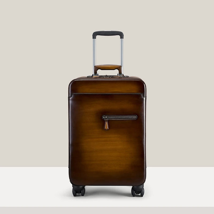 Italian Cowhide Leather Trolley Case Luxury Business Luggage 22" Genuine Leather Universal Wheel Password Boarding Soft Suitcase