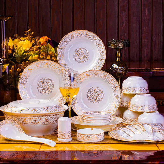 free sipping 56pcs dinnerware set  china tableware set ceramic plates bowls dishes plates