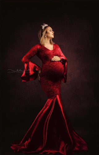 Elegence Lace Maternity Dresses For Photo Shoot Props Sexy Pregnancy Dress For Photography Long Pregnant Women Maxi Gown Clothes
