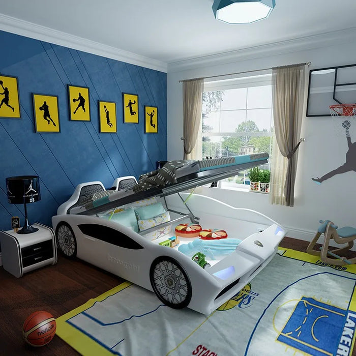 Children's Bed Boy Single Bed 1.5 Small Bed Solid Wood Cartoon Sports Car Bed Boy Teenagers Children Furniture