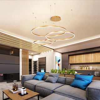 Modern LED Circle Ceiling Chandelier Lustre Lamp Indoor Lighting For Living Room Study Bedroom Lamps Round Rings Home Decoration